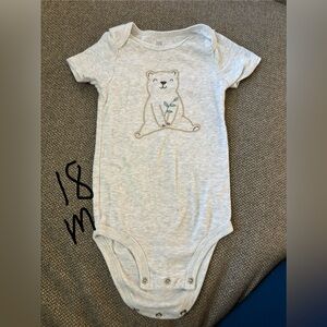 Gray Bear Print Baby Onesie